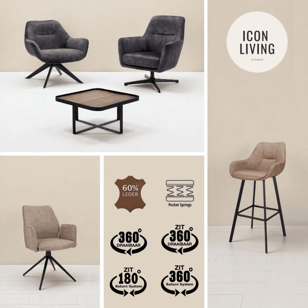 een collage voor de producten van Icon living