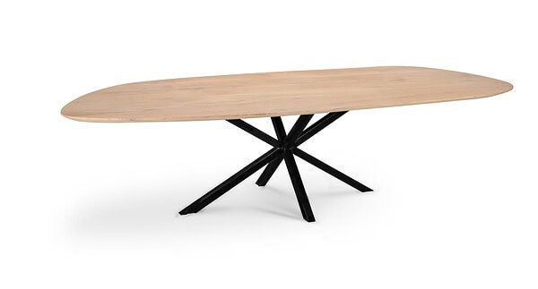 Tafelblad Dante Eiken Slide - Tafelblad Kleur Natural - Onderstel 010 Spinpoot Kd Kleur Black