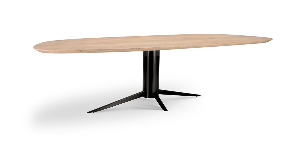 Tafelblad Dante Eiken Slide - Tafelblad Kleur Natural - Onderstel 013 Kolompoot Kleur Black - Hoofdfoto