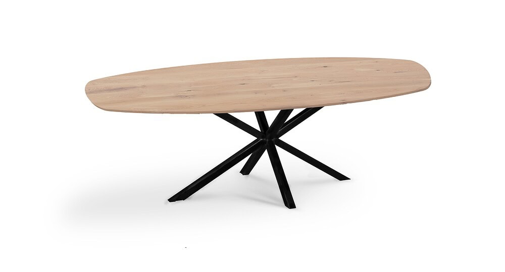 Tafelblad Dante Eiken deens ovaal - Tafelblad Kleur Natural - Onderstel 010 Spinpoot Kd Kleur Black - Hoofdfoto