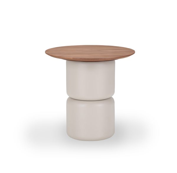 Bijzettafel Sarah 006 Rond 55x53 - Poot Off White, Walnoot